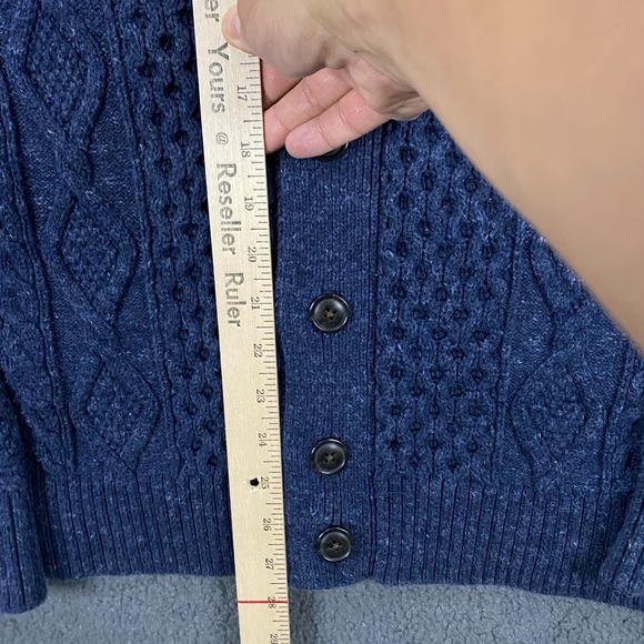 Gap Cardigan Sweater Mens L Budding Cable Knit Fisherman Shawl Collar Grandpa - Picture 7 of 9